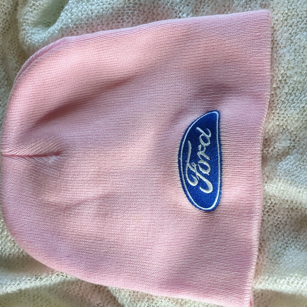 Pink FORD Stocking Cap, approximately 8"x8.25"
